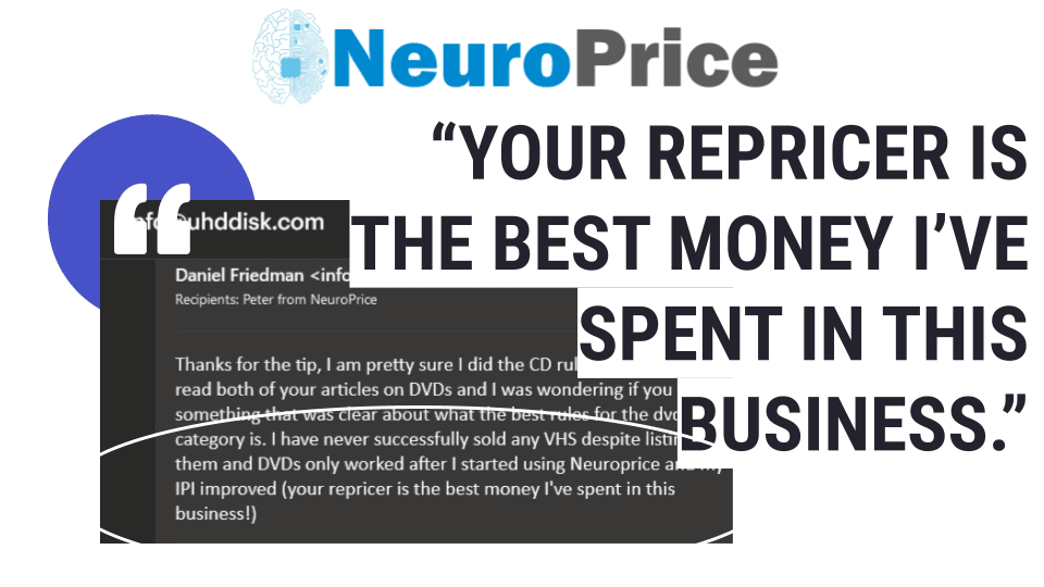 User saying NeuroPrice is the best money he's spent in his Amazon business