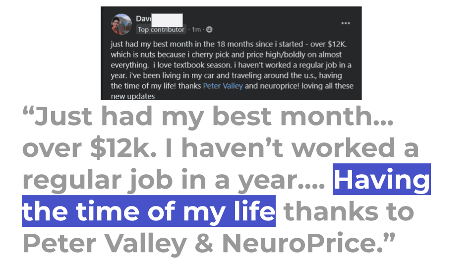 NeuroPrice member quitting job after starting with NeuroPrice