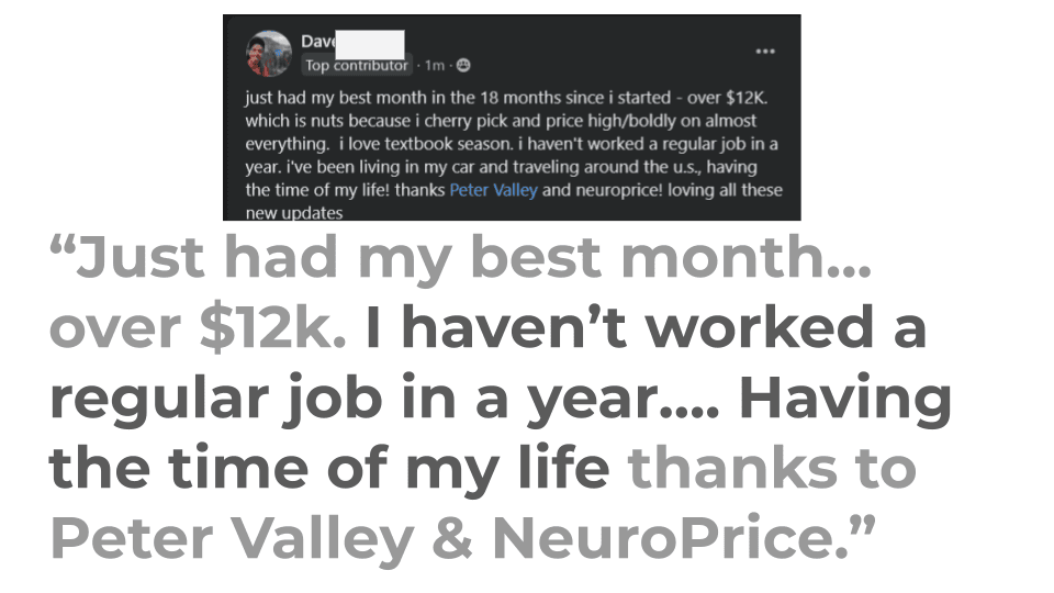 NeuroPrice member quitting job after starting with NeuroPrice