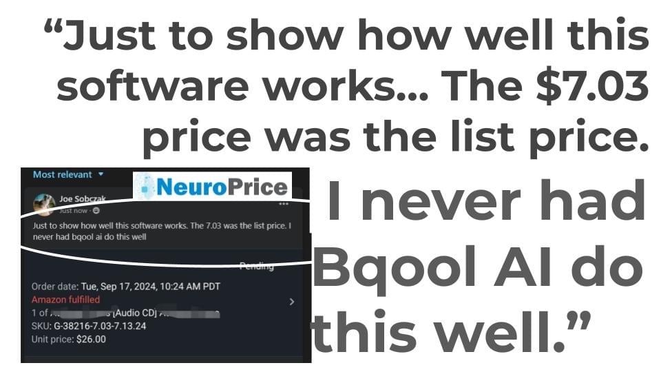 Screenshot from NeuroPrice user showing it raising their prices significantly
