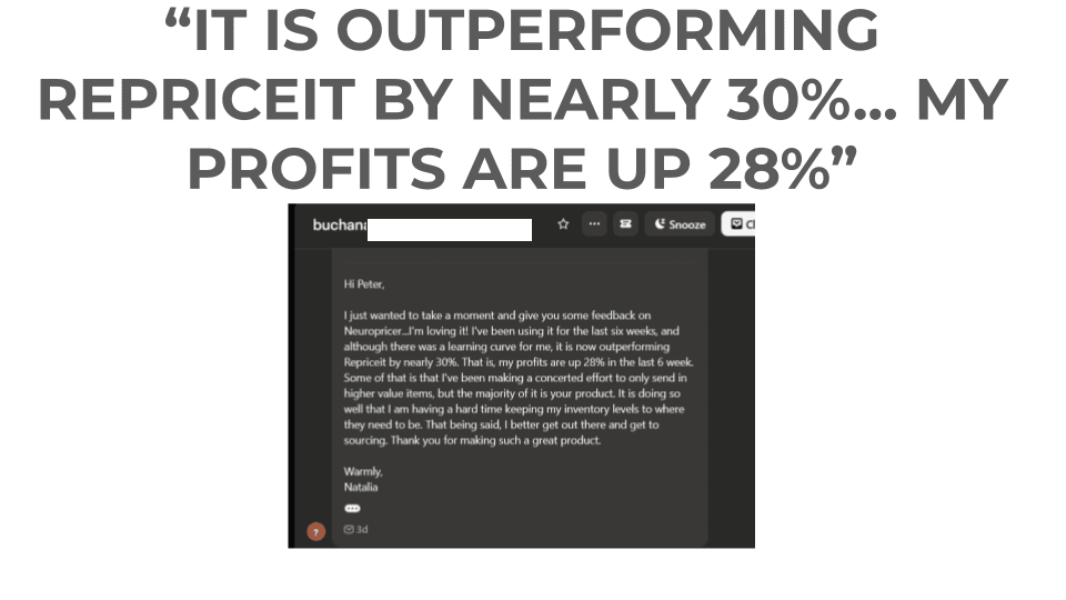 User experience with NeuroPrice outpeforming RepriceIt