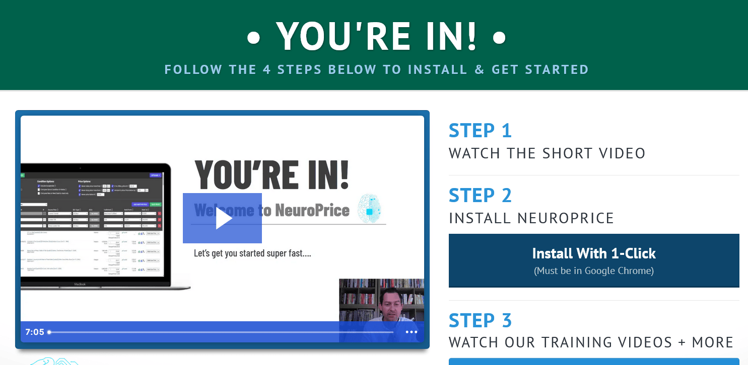 neuroprice onboarding page