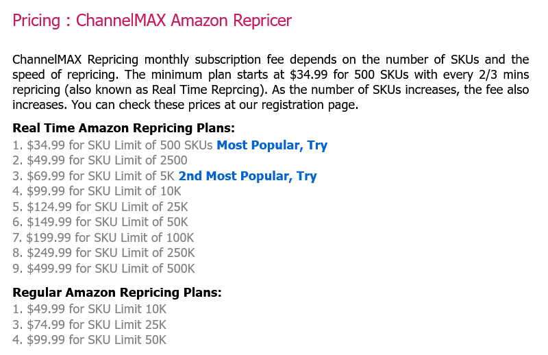 channelmax pricing table