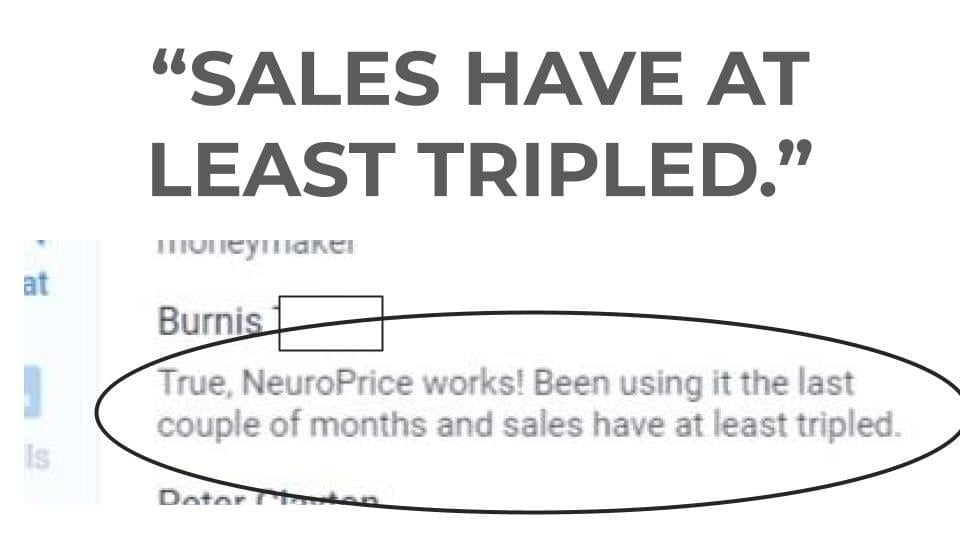 neurprice tripled sales testimonial