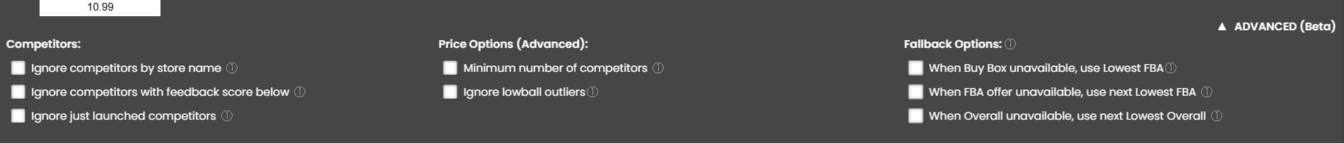 NeuroPrice advanced features