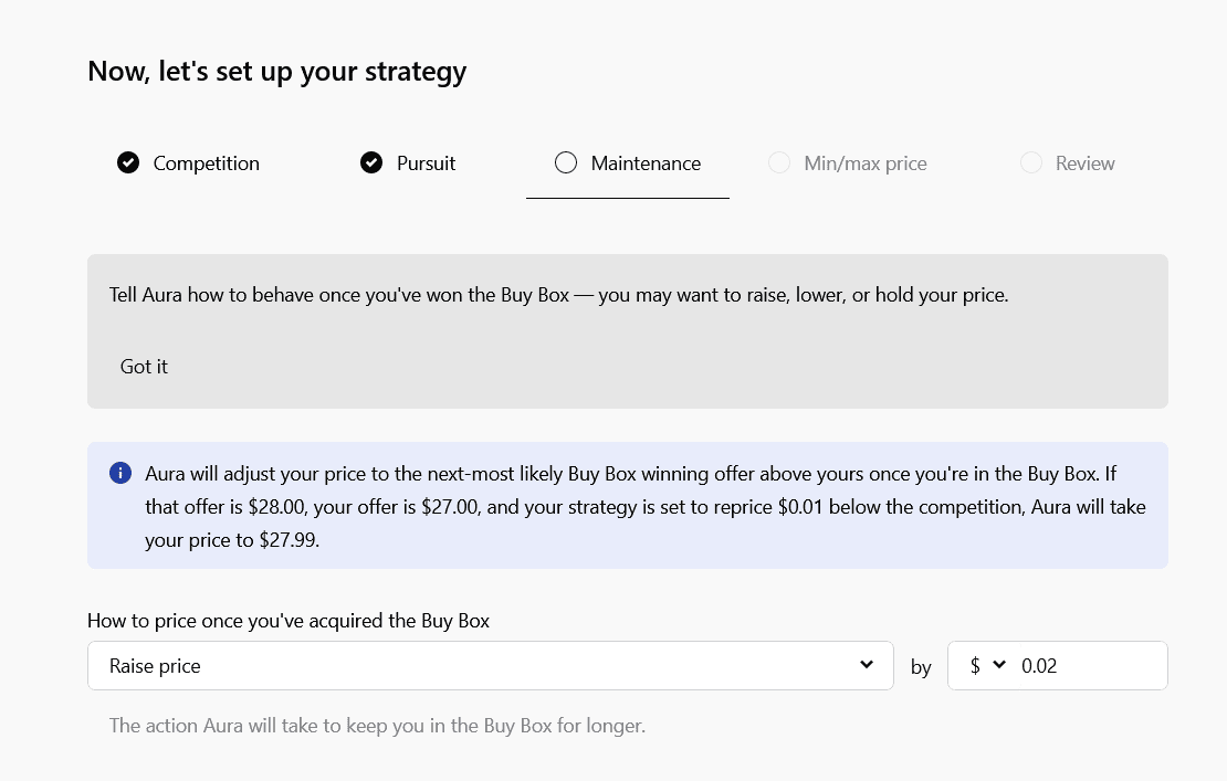 Aura mainenance settings
